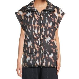 Sleeveless Puffer Vest with Abstract Print